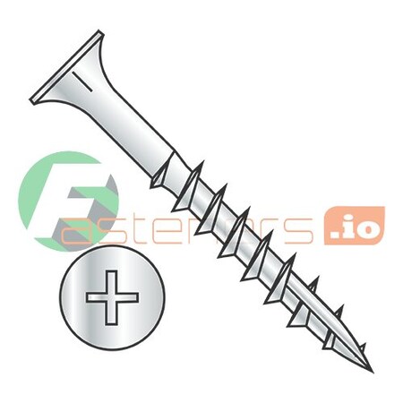 #8 x 2 3/4" Deep Thread Wood Screws/Phillips/Flat Head/Steel/Zinc/Type 17 Pt/with Nibs/Type 17 Point/with Nibs / 2/3 Thread (Carton: 2,000 pcs)